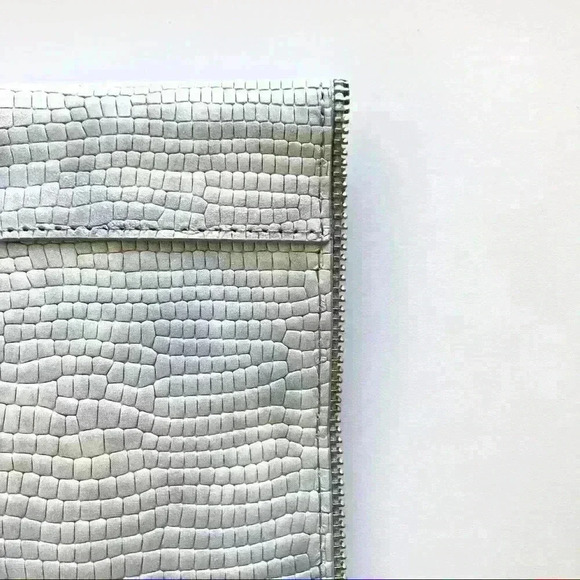 Rebecca Minkoff Leo Snakeskin Embossed Leather Clutch Light Periwinkle - Picture 5 of 10